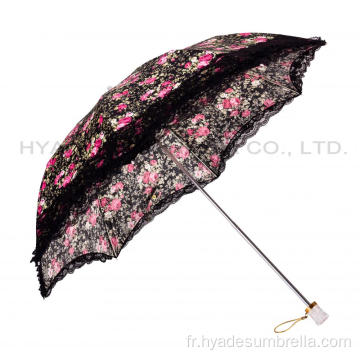 Parapluie pour femme imprimé avec dentelle à volants